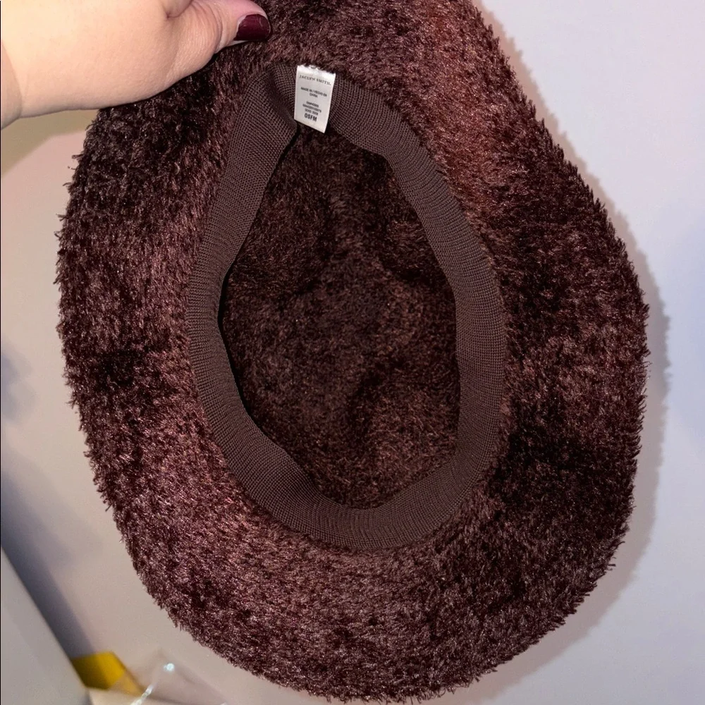 Jaclyn Smith Chenille Fuzzy Knit Brown Bucket Hat OSFM